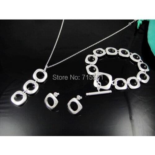 New Arrival, Trendy Jewelry,Silver Jewelry,Silver Necklace + Earrings + Bracelet Jewelry Set for Women Wedding Jewelry