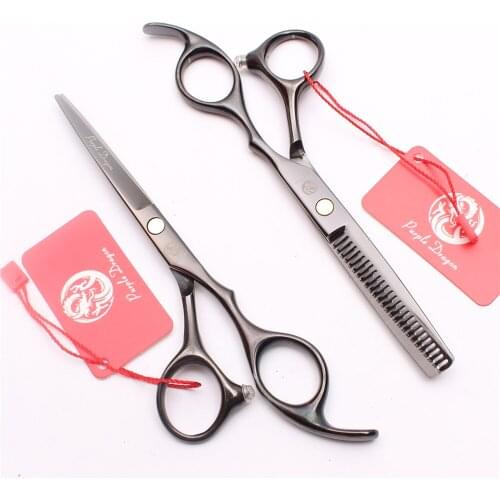 5.5" 16cm Japan Purple Dragon Black Cutting Shears Thinning Scissors Barber Shop Styling Tool Professional Hair Scissors Z1005