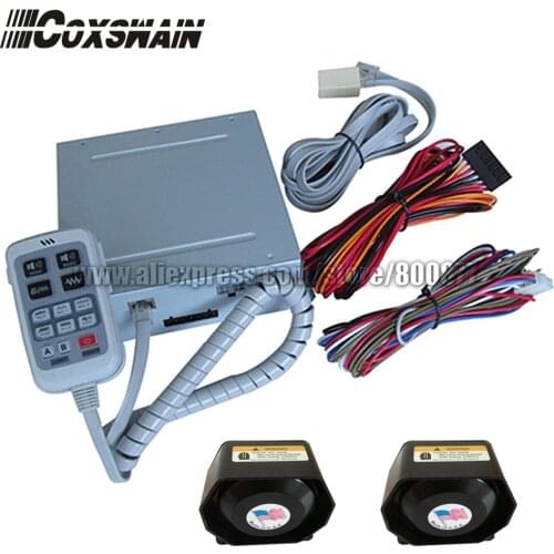 PA-630) 300W Electronic Siren Amplifier, 2 light switches/ 9 tones, Dual channel PA system (include 2 speaker)