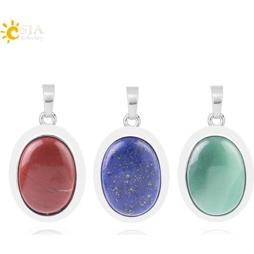 CSJA Natural Stone Pendant for Necklace Cabochon Bead Quartz Pendants Reiki Healing Simple Jewelry Fit Women Men Meditation F565