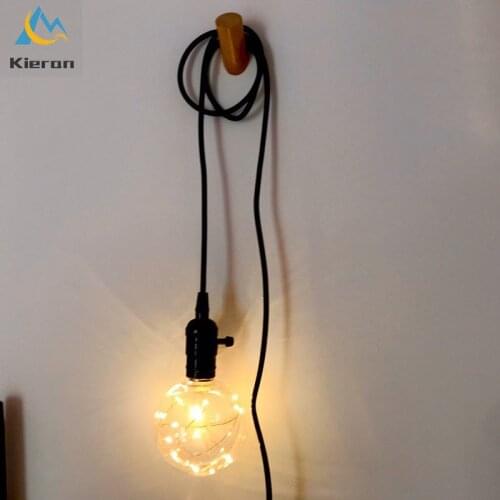 Hand-made Solid Wood Hook LED Pendant Lights Hanging Bedside Night Light Nordic Bedroom Wall Lamp Dinning Room Lights Light Lamp