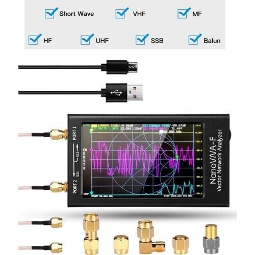 NanoVNA-F Portable Handheld Vector Network Analyzer SWR Meter 50KHz-1000MHz 4.3 Inch IPS TFT Digital Display Touch Screen MF HF