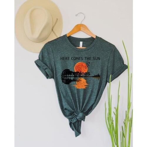 Here Comes The Sun Guitar Shadow Sunset T Shirt Here Comes the Sun Shirt Sun Music Meaning of life gif Here sun shines Mumom