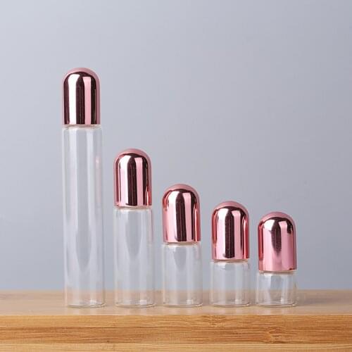 Wholesale1ml 2ml 3ml 5ml 10ml Clear Glass Roll on Bottle Perfume Bottles Sample Test Essential Oil Vials with Roller Metal Ball