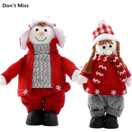 Christmas Decoration Red Boys and Girls Snowman Dolls Christmas Tree Decor 47cm Doll Home Decoration Christmas Gift for Children