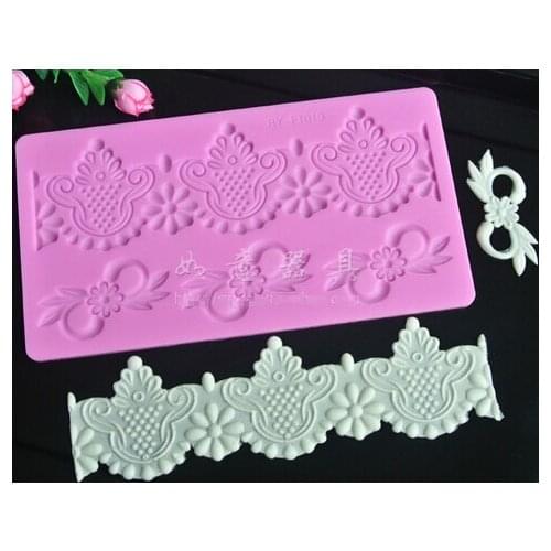 Ry-ft019 fondant baking decoration solid silicone mold sugar lace mat