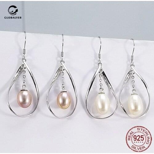 New European and American simple natural pearl earrings Female S925 sterling silver tassel long earrings Girls' gifts 042