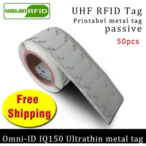 UHF RFID ultrathin anti-metal tag omni-ID IQ150 915m 868m Impinj MR6 50pcs free shipping printable small passive RFID tags