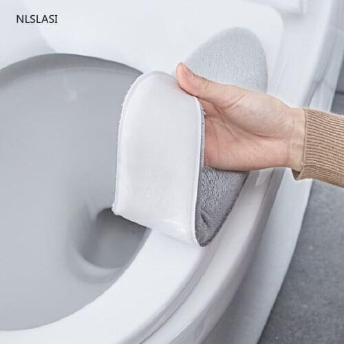 Universal Winter Soft Paste Type Keep Warm Toilet Mat Waterproof Washable Plush Toilet Set Home Bathroom Accessories Cushion