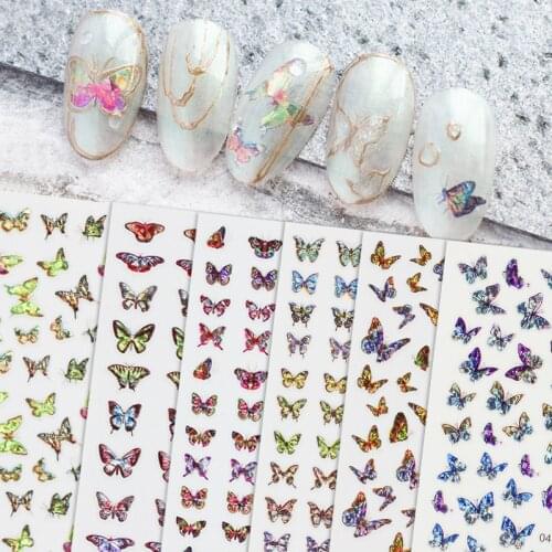 10 Designs Nail Stickers Butterfly Geometric Nail Art Waterproof Transfer Decals Sliders Manicures Decoration Stickers for Nail