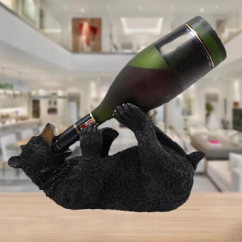 Funny Creative Wine Holder Decorative Anti-rust Resin Bear Sculpture Bottle Rack Holder for Home Desktop Decor Accessories Gifts