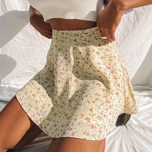 AIUJXK Summer Floral Print Chiffon Skirts Women 2021 New Arrival Fashion High Waist Casual Short Jupe Woman Loose Mini Skirts