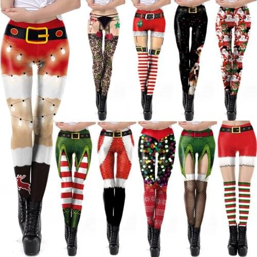 Funny Sexy Printed Elastic Christmas Skinny Leggings Women 2020 Fashion 3D Digital Printing Christmas Leggings