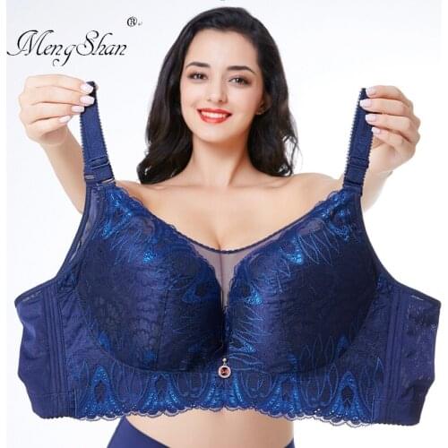 MengShan Lace size underwear plaster without steel ring Female underwear push up bra Anti-walk light and anti-droop big size bra