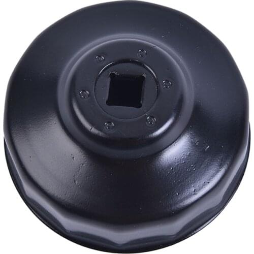 1pc New Black Steel 76mm 14 Flutes Car Oil Filter Cap Type Wrench Remover Tool Durable with 3/8" Drive Socket for BMW AUDI