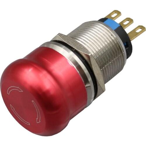 1Pcs 19mm Emergency Stop Red Button Switch 3Pin Maintained Rotating Bounce