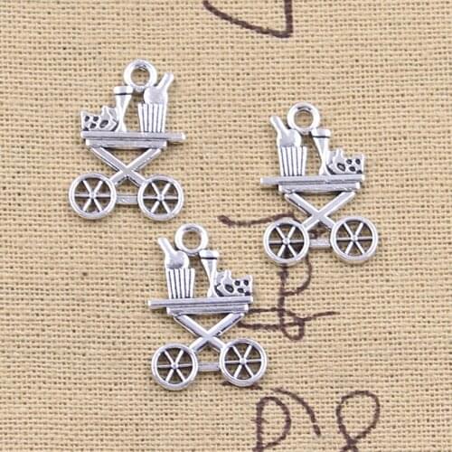 25pcs Charms baby carriage buggy pram 21x15mm Antique Silver Color Pendants DIY Crafts Making Findings Handmade Tibetan Jewelry