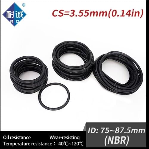 5PCS/lot Rubber Black NBR CS3.55mm ID75/77.5/80/82.5/85/87.5mm O Ring Gasket Oil resistant waterproof