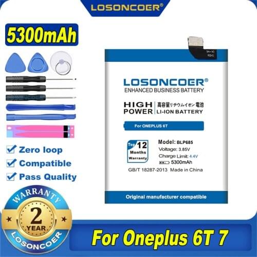 100% Original LOSONCOER 5300mAh BLP685 For ONEPLUS 6T Battery
