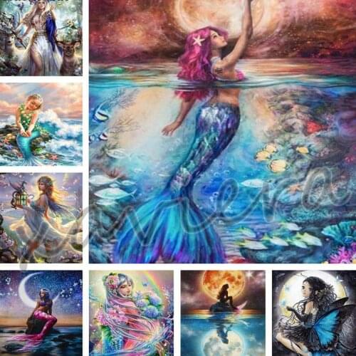 Xaviera Diy 5D Diamond Painting Full Square/round Drill Fairy Mermaid Mosaic Embroidery Rhinestone Cross Stitch Kits Home Decor