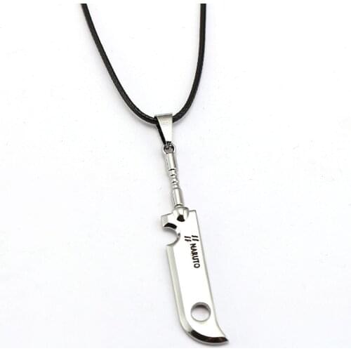 Anime Necklace 1 knife shape pendant necklaces black leather collar cartoon character