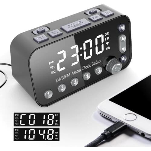 DAB dab Digital Radio Receiver Desktop Loudspeaker Support Dual Alarm Clock Function wtih Dual USB Charging Port FM mini Radio