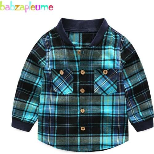 Babzapleume 3-7Years Spring Baby Wear Korean Kids Clothes Fashion Toddler Boys Blouse Casual Shirts Plaid Long Sleeve Top BC1716