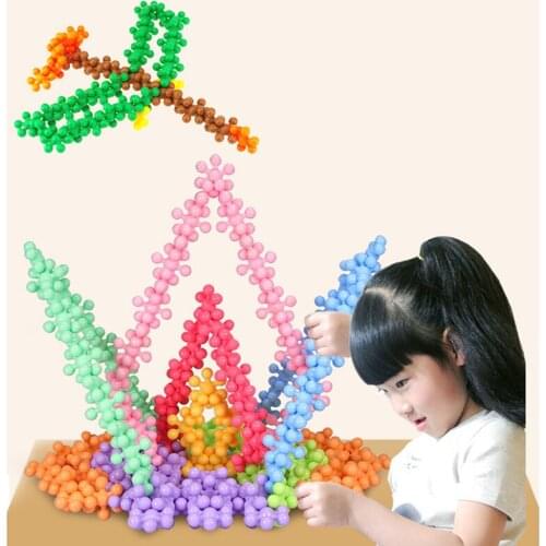 Children 3D Assembly Building Construction Blocks DIY Plastic Snowflake Interconnecting Games Toys for Kids Baby 120PCS