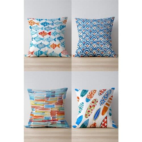 Double Side Printed Houndstooth Pattern 4'Lü Suede Pillow Decorate Case Good Quality Stylish Home Garden Room Kitchen Gift Convenient Decorative Modern