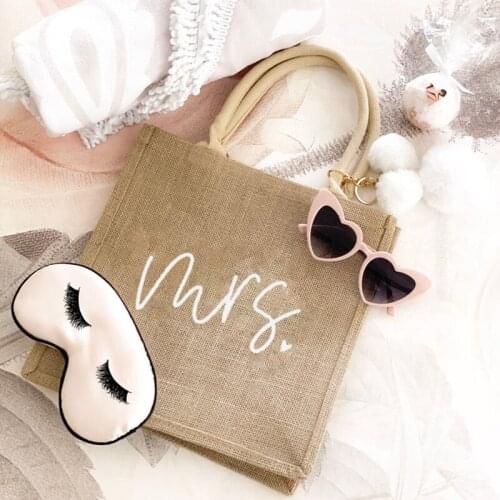 Mrs bag Bachelorette hen party bride to be rustic country Vintage Wedding Engagement Bridal shower Honeymoon travel gift present