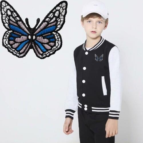 Blue Butterfly Patch Embroidery Stickers Sewing Accessories Badge Clothing Decoration Applique Parches Termoadhesivos Para Ropa