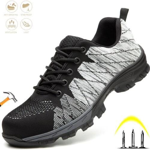 Fashion Men Safety Shoes Indestructible Steel Toe Cap Indestructible Boot Anti-smashing Anti-piercing Non-slip Breathable Comfor