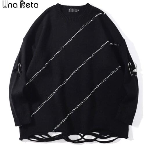 Una Reta Black Mens Sweater New Autumn Winter Hip Hop Sweater Men Casual Streetwear Pullover Tops Harajuku Couple Sweater