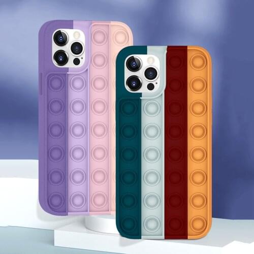 Soft Silicone Decompression Mobile Phone Case Simple Dimple Fidget Toys Thinking Chess Phone Cover Coque For 1Phone12Pro Max