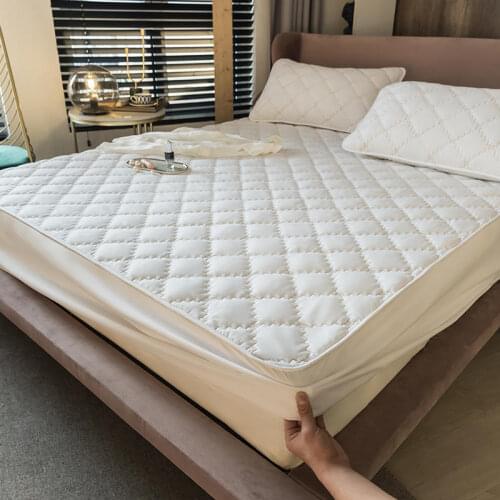 Soft brushed bed sheet Luxury Linens thicken filled Bed cover quilted Bed linen quality Elastic fitted sheet geometry bedspread