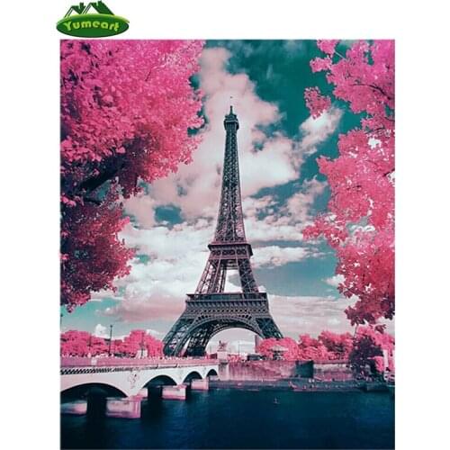 Needlework Diy Diamond Painting Cross Stitch Autumn Eiffel Tower Full Diamond Embroidery Patchwork Mosaic Kit