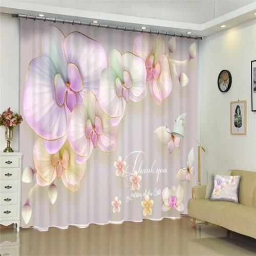 Customized Lavender Luxury 3D Blackout Window Curtain Drapes For Living room Bed room Hotel Wall Tapestry Cortinas