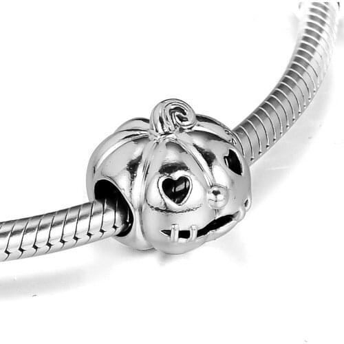 Fits for Pandora Charms Bracelets Sweet Pumpkin Beads 100% 925 Sterling Silver Jewelry Free Shipping