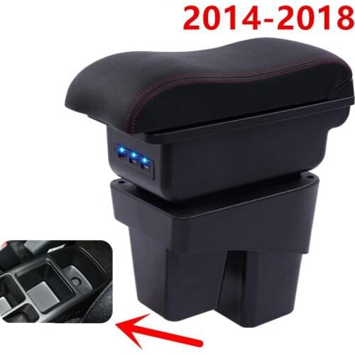 For Honda Fit Jazz 3rd generation armrest box central Store content Storage box with cup holder ashtray USB interface 2014-2017