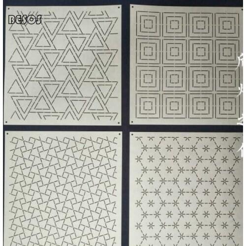 Size:22x22cm Creative Geometry Matte White Composite Soft Template DIY Clothes Dress Hand Embroidery Tool Sashiko Template