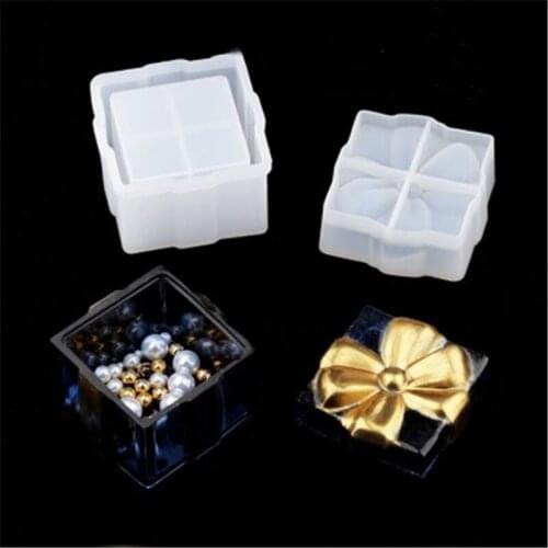 Homemade Bow Gift Box Shaped Resin Molds Trinket Box Silicone Mold with Lid for Earring DIY Jewelry Pendant Storage Case Mold
