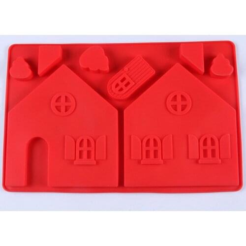 2Pcs Christmas House Silicone Mold DIY Chocolate Candy Mold Christmas Gingerbread House Cake Mold Cake Decorating Tools
