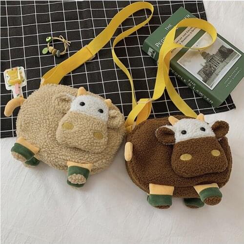 Lovely Female Single-Shoulder Bag, Rabbit/ Bowknot/ Cow Plush Bag Crossbody Bag Cellphone Pouch for Women