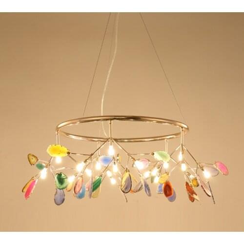 Modern Agate Color Chandelier Bedroom Living Room Hall Villa Restaurant Branches Decor Hanging Light Firefly Decor Chandeliers