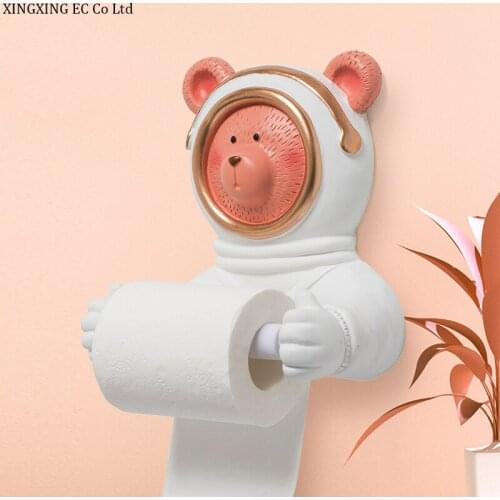 Japanese-style Paper Towel Rack Wall-mounted Cartoon Paper Roll Holder Resin Free Punch Storage Rack Shelf Home Decoration