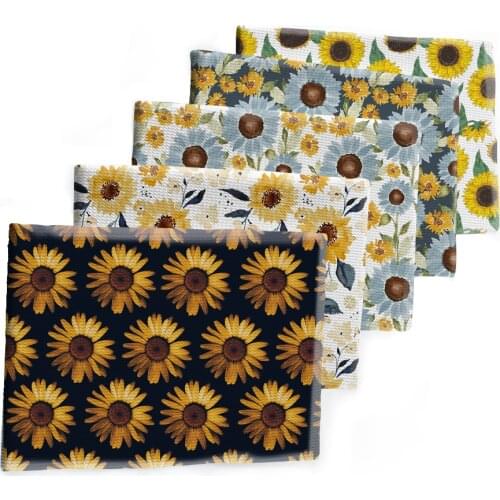Fabric Sunflower Pattern Printed Bullet Liverpoor Polyester Cottonfor DIY Textiles Materials 50*145cm