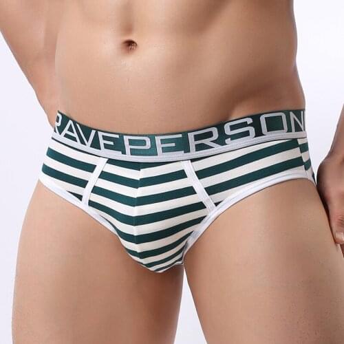 Brave Person Brand Underwear Mens Cotton Striped Briefs Underpants Men Panties Comfortable Wide Belt Underwear