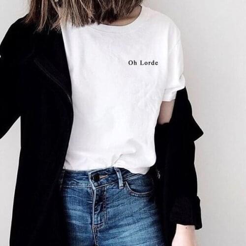 Unisex Oh Lorde Pocket Print White T-Shirt Cute Grunge Style Music Tee Aesthetic Tumblr Shirt tees vintage reliigon church tops