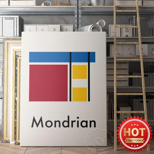 Piet Mondrian Museum Exhibition Poster, Bauhaus Art Prints, Bauhaus Geometry Patten Wall Art, Color Block Rectangle Wall Picture