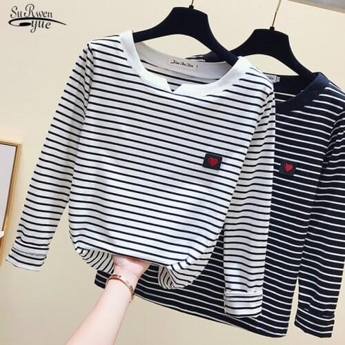 Long Sleeve Korean Style Slim Basic Cotton Tshirt Top Casual Women T-Shirt Womens Clothing Spring Autumn New T Shirt Femme 13393